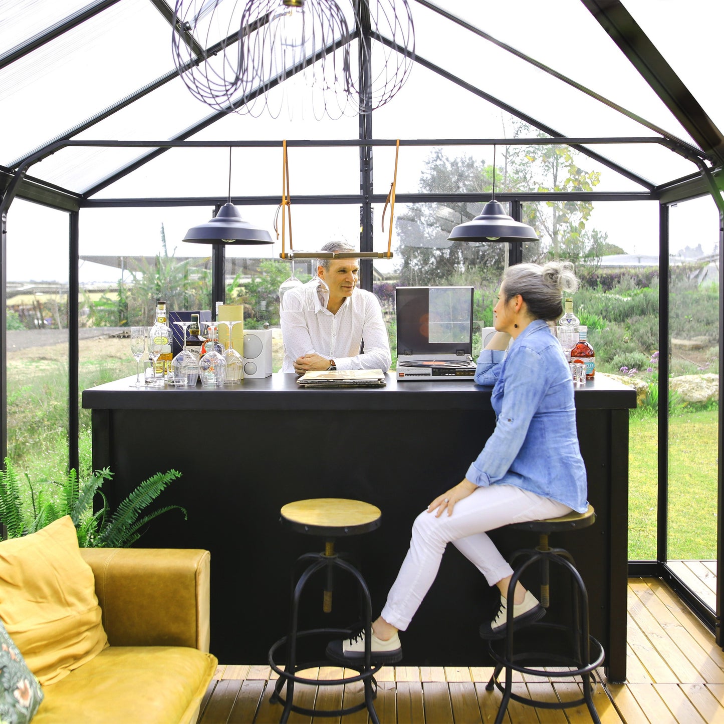 Triomphe Orangery Garden Chalet Greenhouse - Black Frame