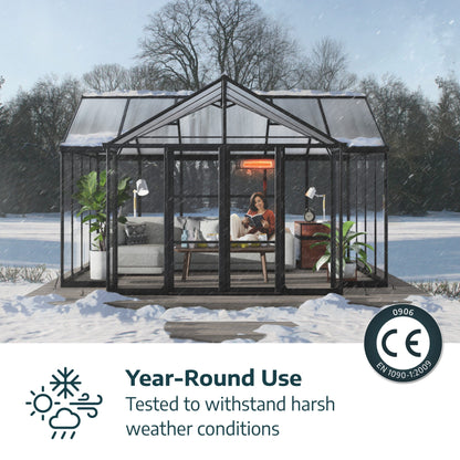 Triomphe Orangery Garden Chalet Greenhouse - Black Frame