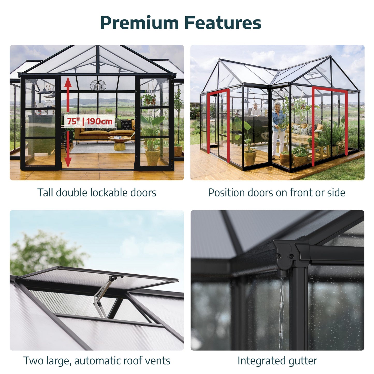 Triomphe Orangery Garden Chalet Greenhouse - Black Frame