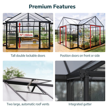 Triomphe Orangery Garden Chalet Greenhouse - Black Frame