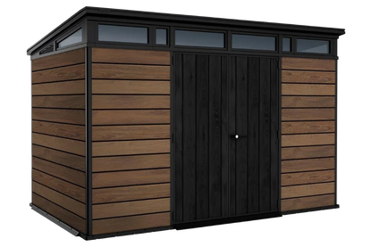 PRE ORDER: OCT. - Keter Signature Pent 11x7 Shed - Walnut Look (3.4 x 2.2m)