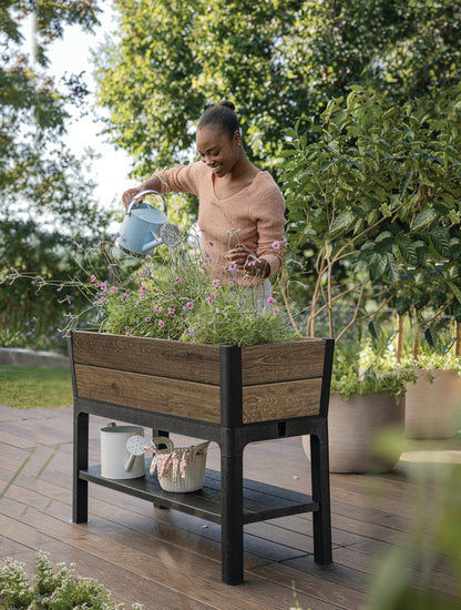 PRE ORDER: NOV. - Keter Signature Elevated Garden Bed - Walnut Look
