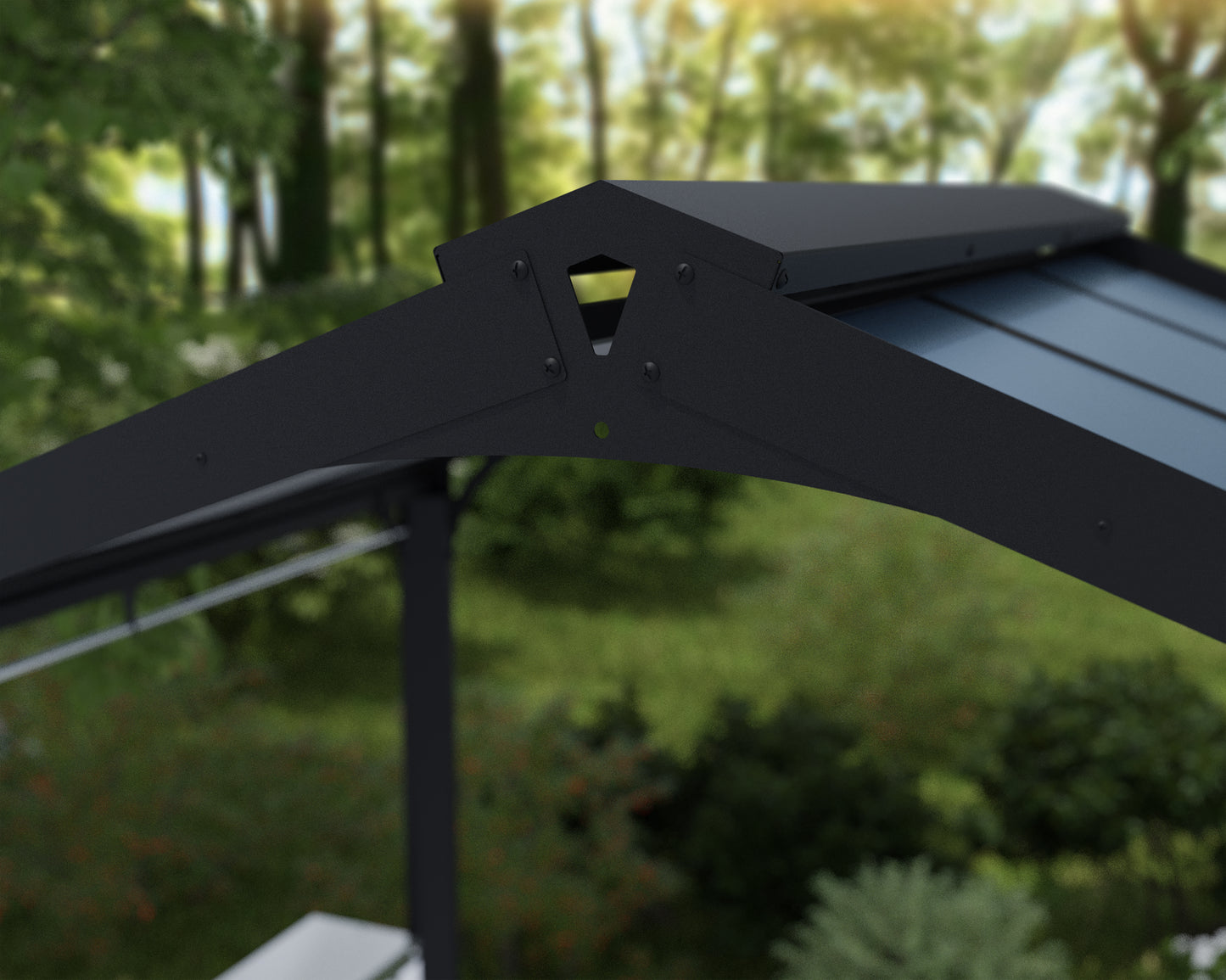 Austin Grill Gazebo 1.8m x 2.2m - Black Frame With Grey Roof