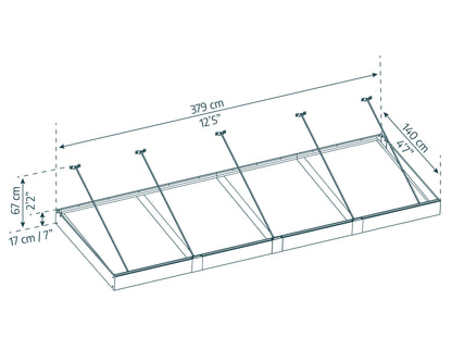 Sophia XL Door Awning 3.8m x 1.4m - Grey Frame with Clear Panel