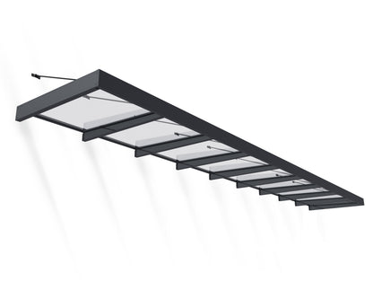 Sophia XL Door Awning 8.5m x 1.4m - Grey Frame with Clear Panel