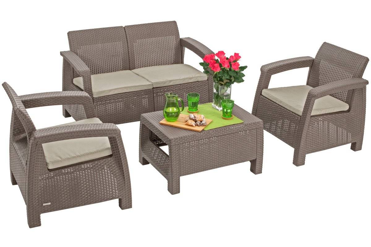Keter Corfu 4 Seater Lounge Set - Cappuccino