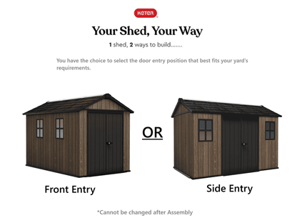 PRE ORDER: OCT. - Keter Apex Shed 7.5x11 - Walnut Look (2.3 x 3.5m)