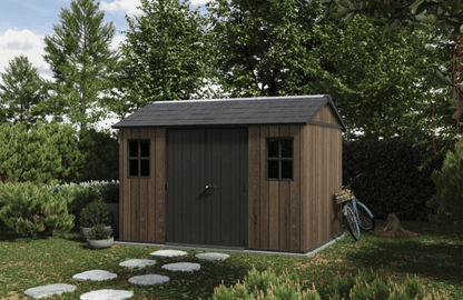 PRE ORDER: OCT. - Keter Apex Shed 7.5x11 - Walnut Look (2.3 x 3.5m)