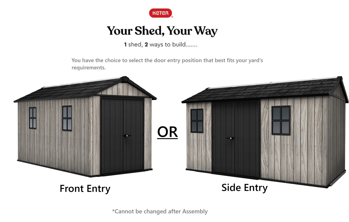 PRE ORDER: OCT. - Keter Apex Shed 7.5x13 - Stormgrey Look (2.3 x 4.0m)