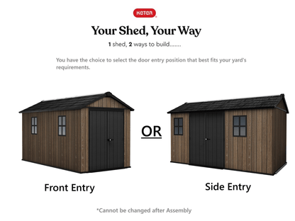 PRE ORDER: OCT. - Keter Apex Shed 7.5x13 - Walnut Look (2.3 x 4.0m)