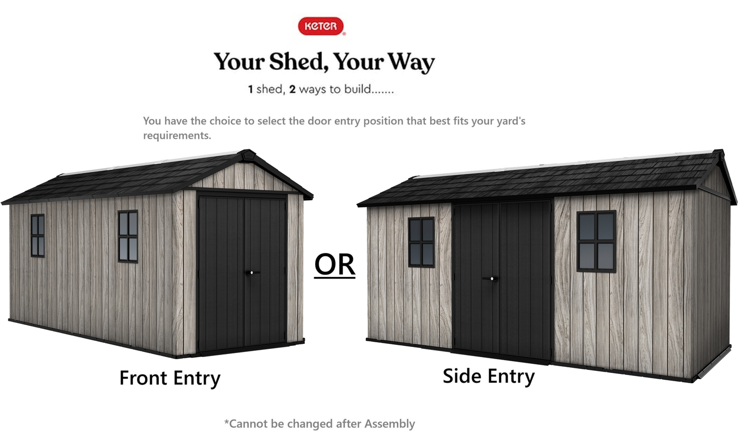 PRE ORDER: OCT. - Keter Apex Shed 7.5x15 - Stormgrey Look (2.3 x 4.6m)