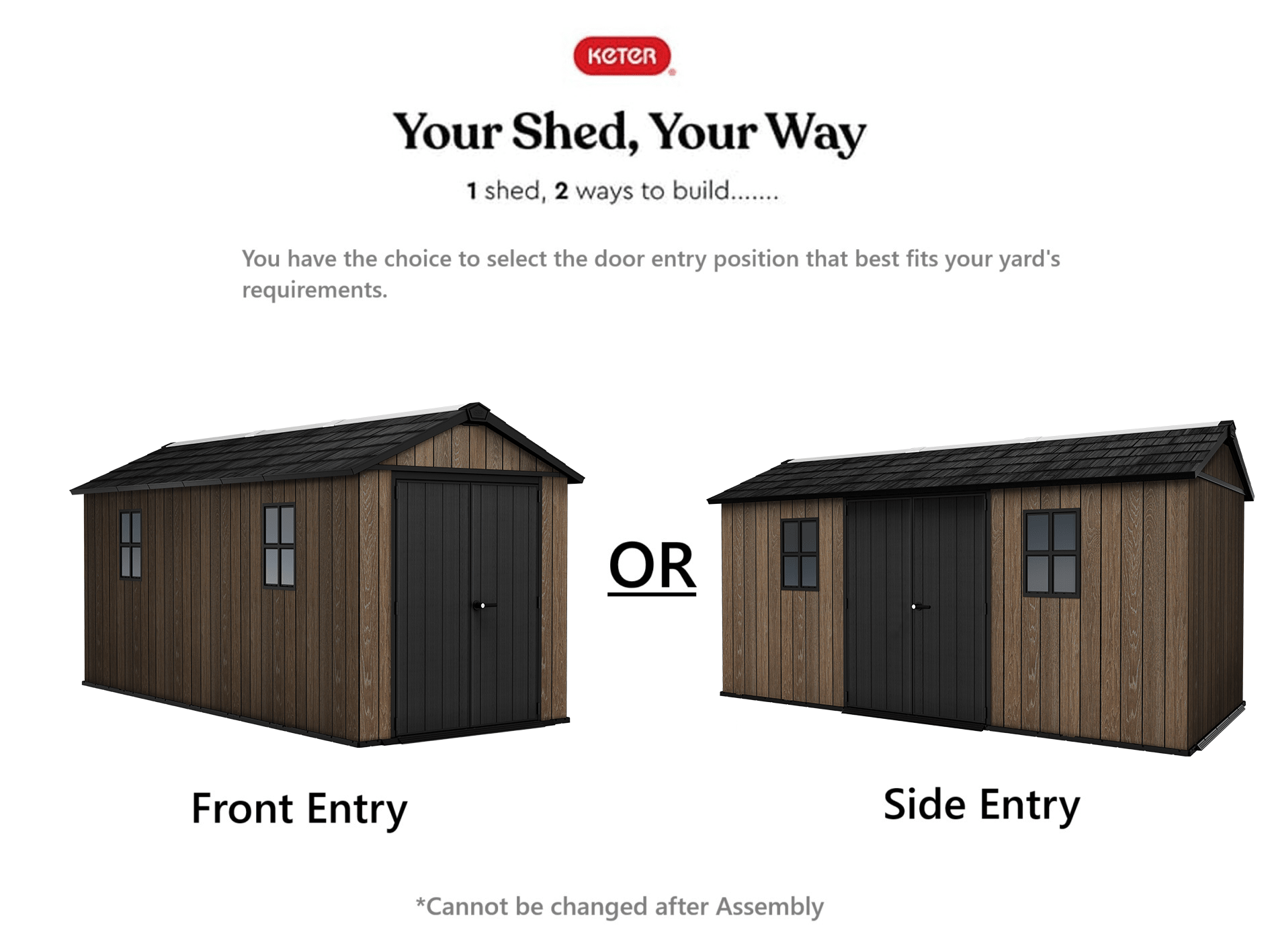 PRE ORDER: OCT. - Keter Apex Shed 7.5x15 - Walnut Look (2.3 x 4.6m)