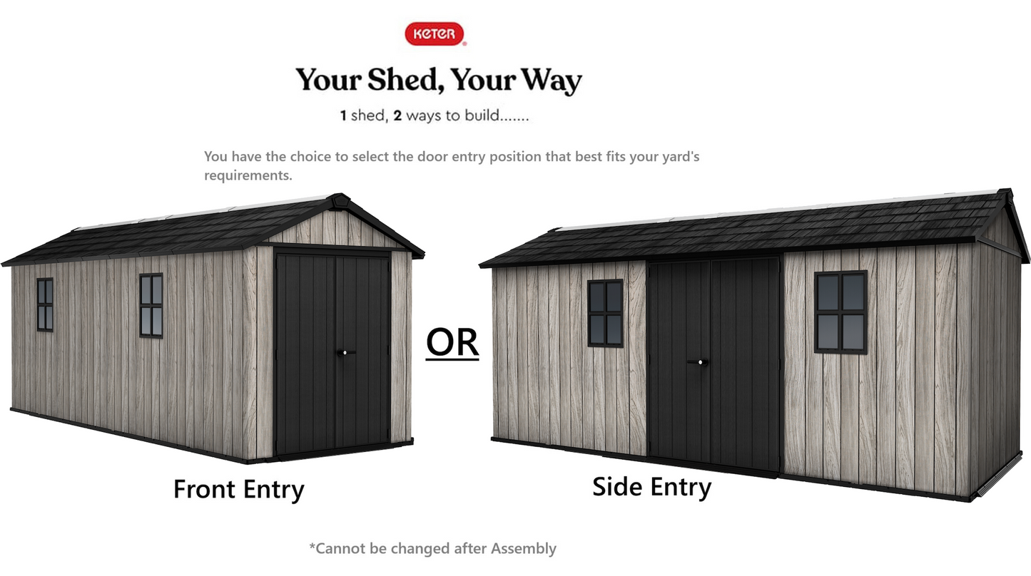PRE ORDER: OCT. - Keter Apex Shed 7.5x17 - Stormgrey Look (2.3 x 5.2m)