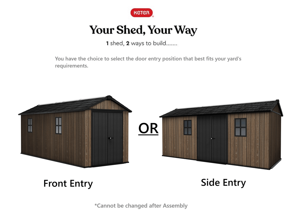 PRE ORDER: OCT. - Keter Apex Shed 7.5x17 - Walnut Look (2.3 x 5.2m)