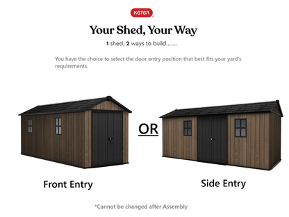 PRE ORDER: OCT. - Keter Apex Shed 7.5x17 - Walnut Look (2.3 x 5.2m)