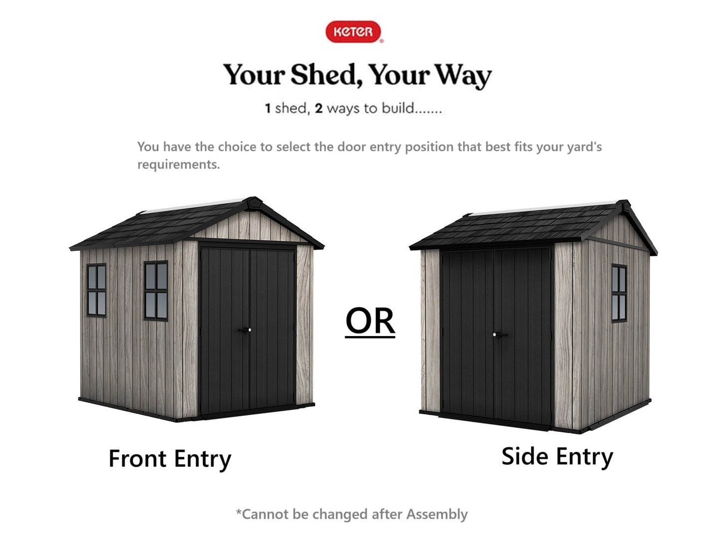 PRE ORDER: OCT. - Keter Apex Shed 7.5x7 -Stormgrey Look (2.3 x 2.2m)