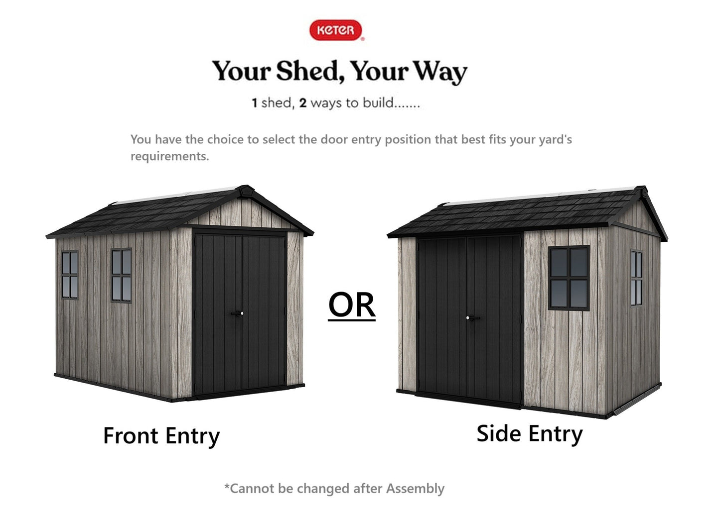 PRE ORDER: OCT. - Keter Apex Shed 7.5x9 - Stormgrey Look (2.3 x 2.9m)