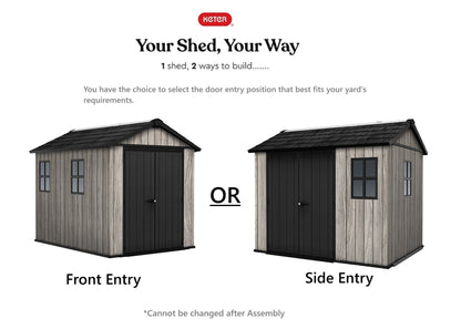 PRE ORDER: OCT. - Keter Apex Shed 7.5x9 - Stormgrey Look (2.3 x 2.9m)