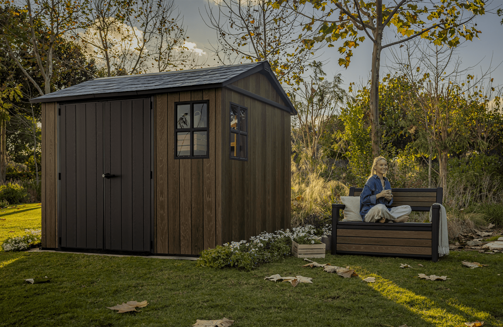 PRE ORDER: OCT. - Keter Apex Shed 7.5x9 - Walnut Look (2.3 x 2.9m)