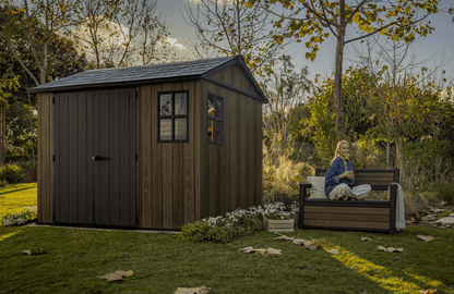 PRE ORDER: OCT. - Keter Apex Shed 7.5x9 - Walnut Look (2.3 x 2.9m)