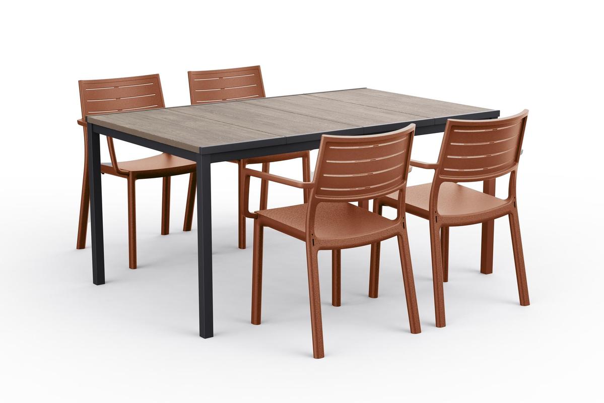PRE ORDER: SEP. - Keter Metaline Metal Look Dining Chair: Terracotta - 6 Pack
