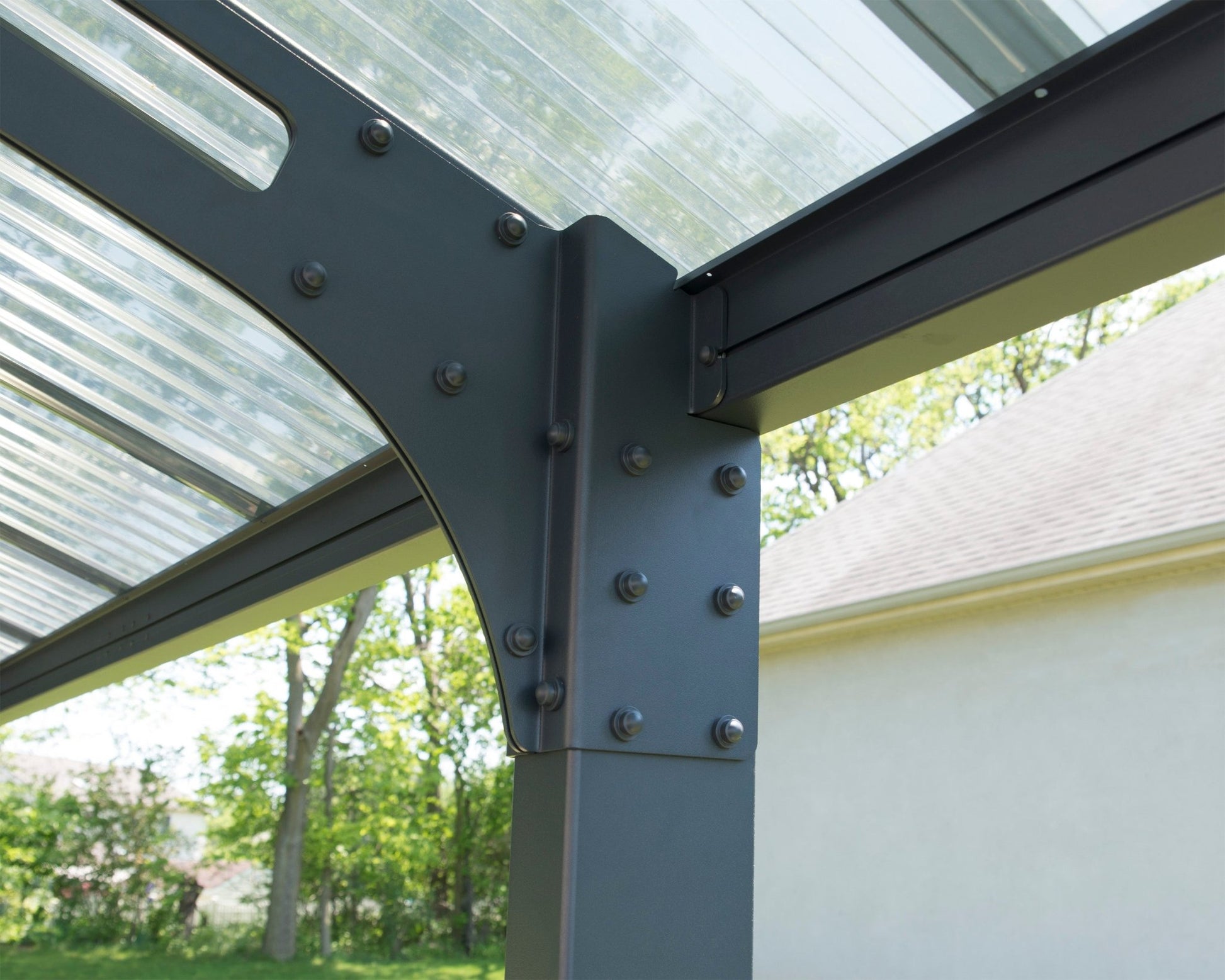 Arizona Carport Single 2.9m x 5m - Grey Frame With Grey Corrugated Roof - mazeproducts