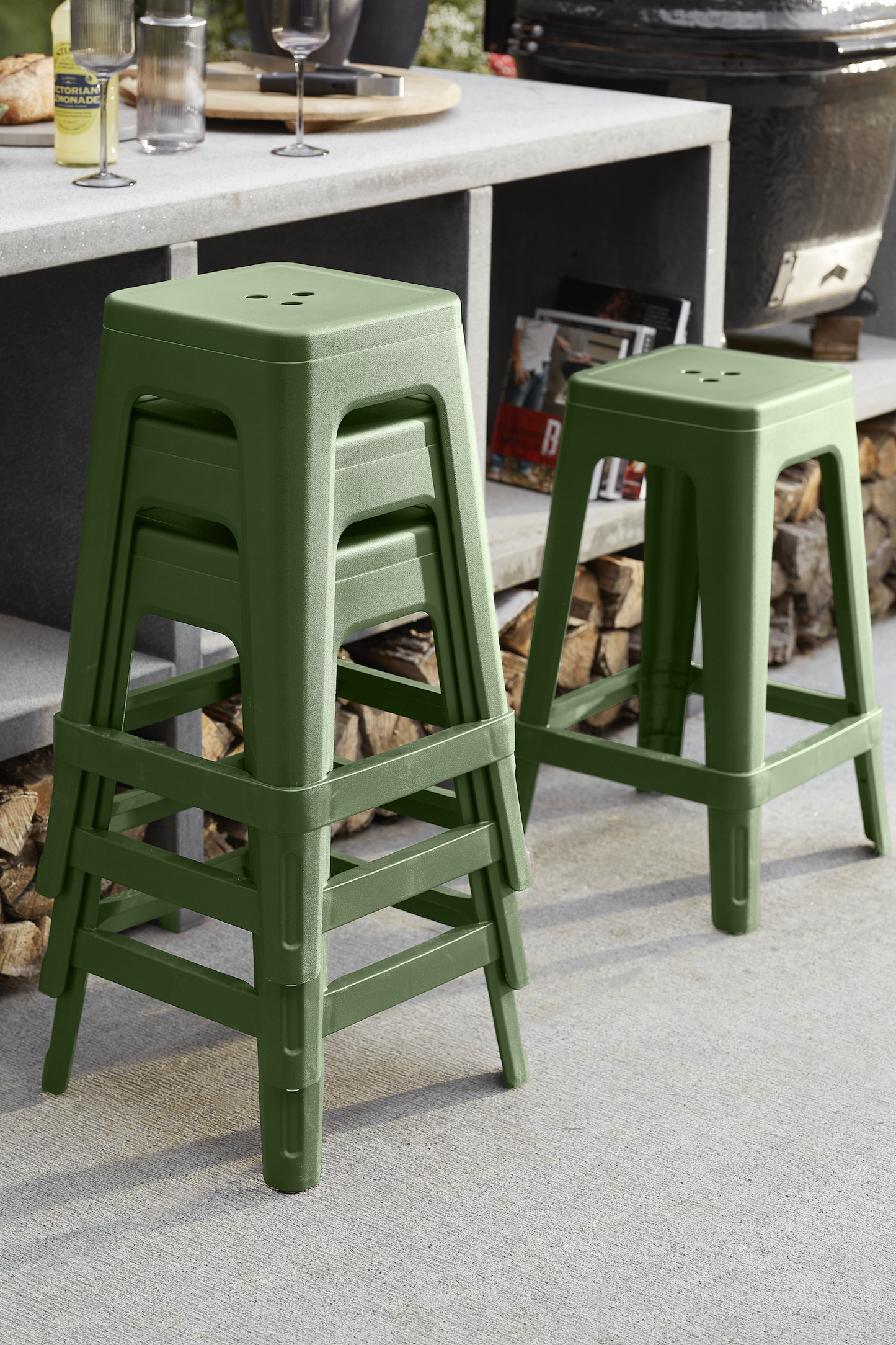 Keter Lucca Indoor/Outdoor Bar Stool - Green- 4 pack