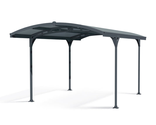 Atlas Carport 2.9m x 4.9m - Grey Frame With Grey Corrugated Roof - mazeproducts
