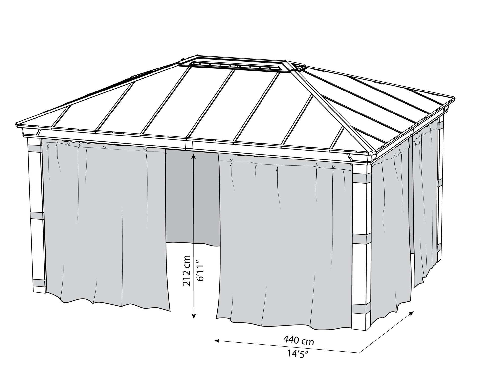 Curtain Set for Dallas Gazebo 3.6m x 4.8m