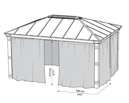 Curtain Set for Dallas Gazebo 3.6m x 4.8m