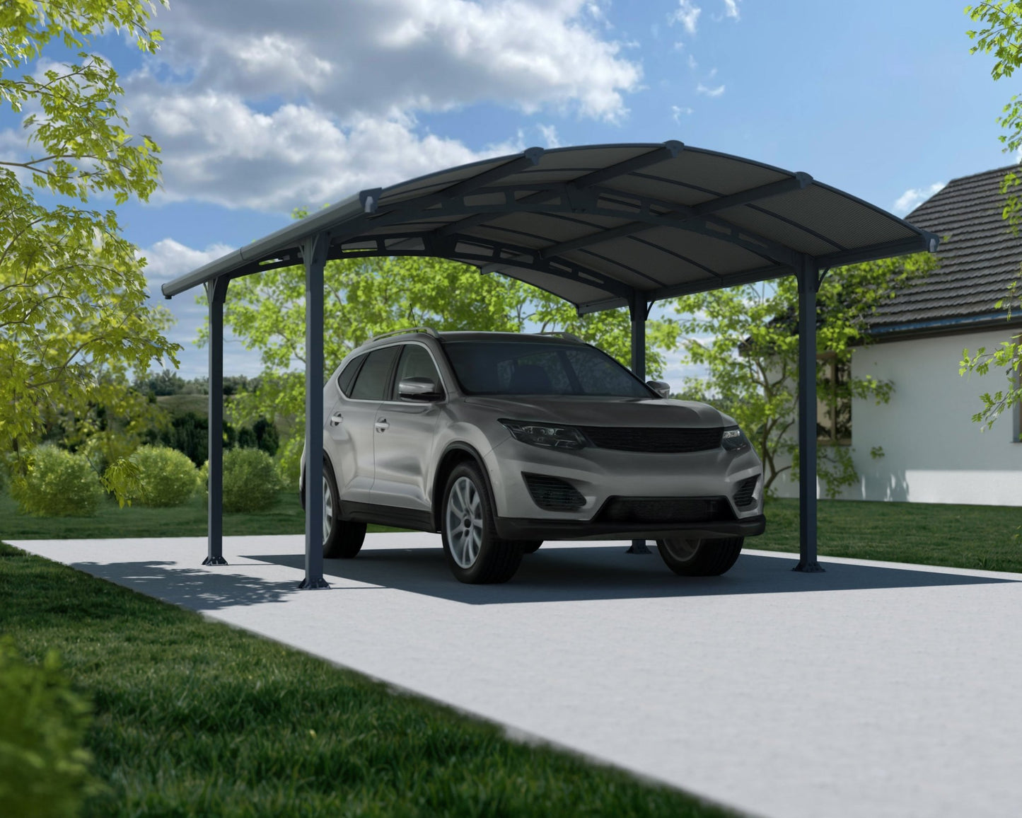 Arcadia Carport 3.6m x 4.4m - Grey Frame With Grey Roof - mazeproducts