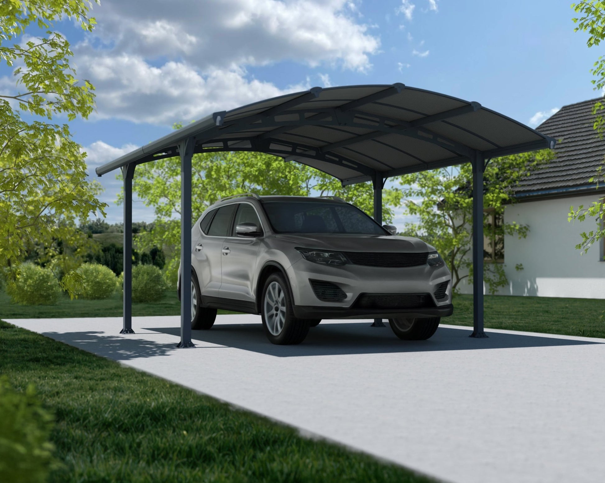 Arcadia Carport 3.6m x 4.4m - Grey Frame With Grey Roof - mazeproducts