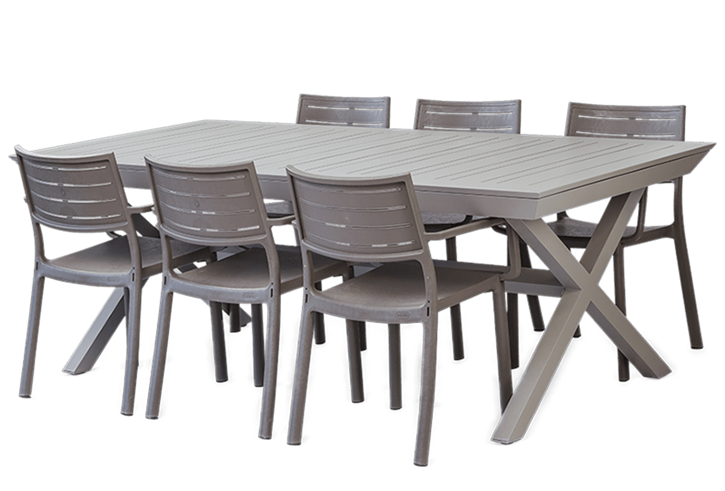 Keter Barcelona Metaline Extendable Dining Set - Cappuccino