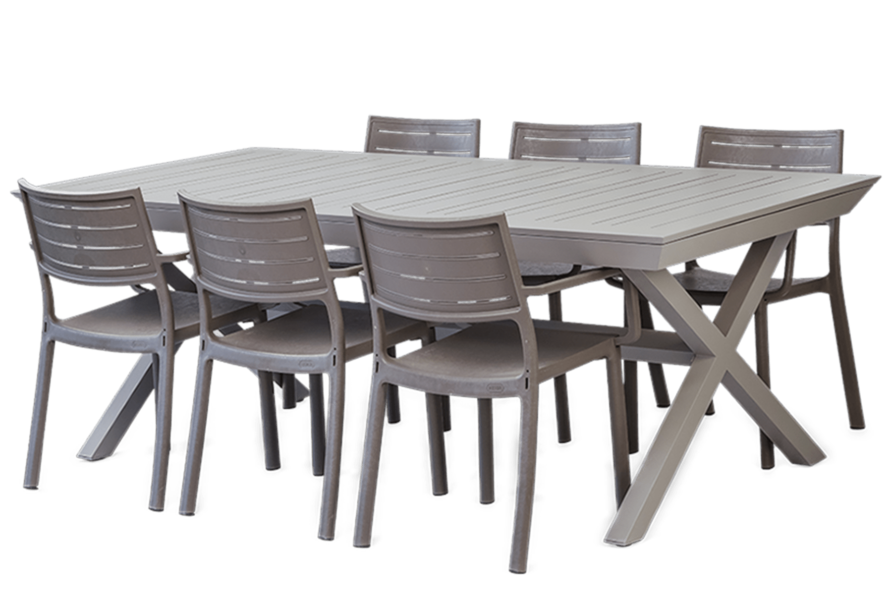 Keter Barcelona Metaline Extendable Dining Set - Cappuccino