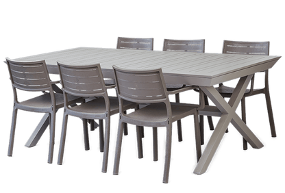 Keter Barcelona Metaline Extendable Dining Set - Cappuccino