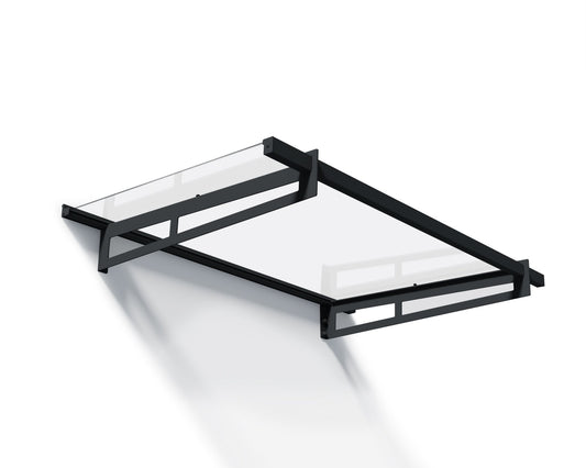 Bremen Door Awning 1.5m x 0.9m - Grey Frame With Clear Panel - mazeproducts