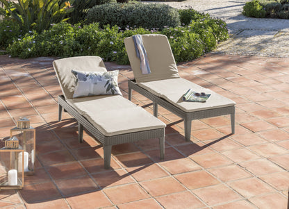 PRE ORDER: SEP. - Keter Jaipur Outdoor Sun Lounger with Cushion - Cappuccino - 2 Pack