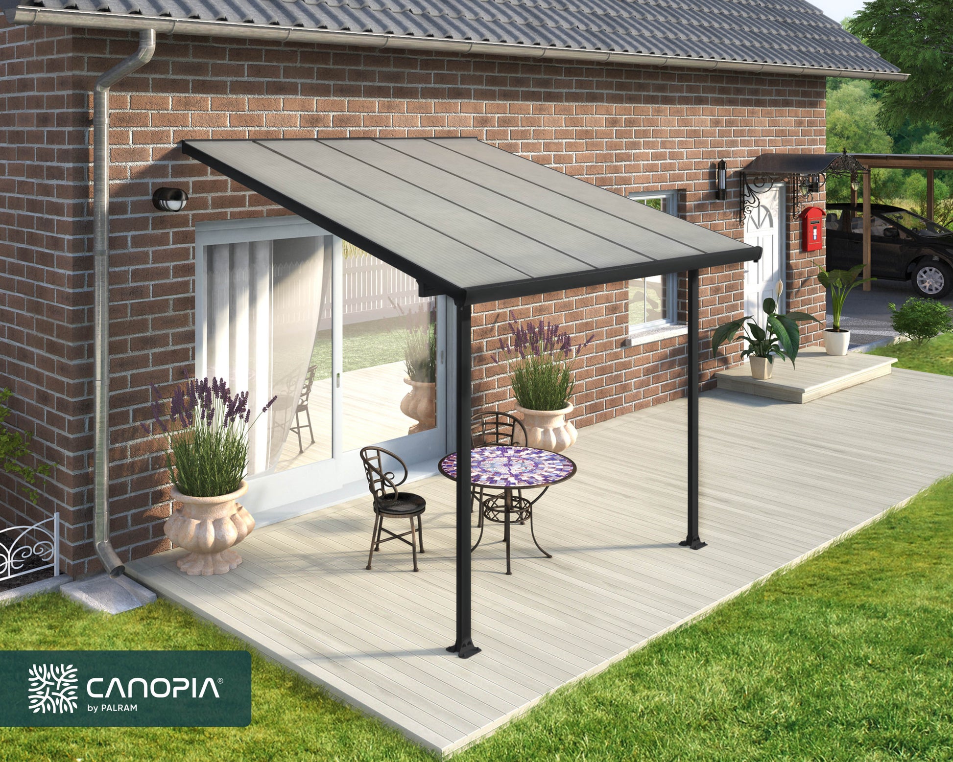 Feria Patio Cover 3.1m x 3m - Grey Frame With Clear Roof