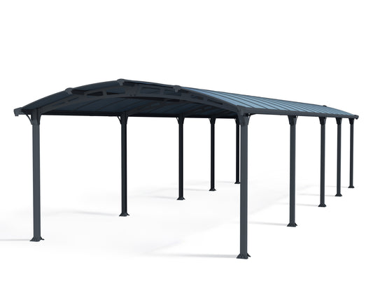 Arcadia Carport 3.6m x 10.8m - Grey Frame With Grey Roof