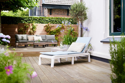 PRE ORDER: SEP. - Keter Mallorca Outdoor Sun Lounger with Cushions - White