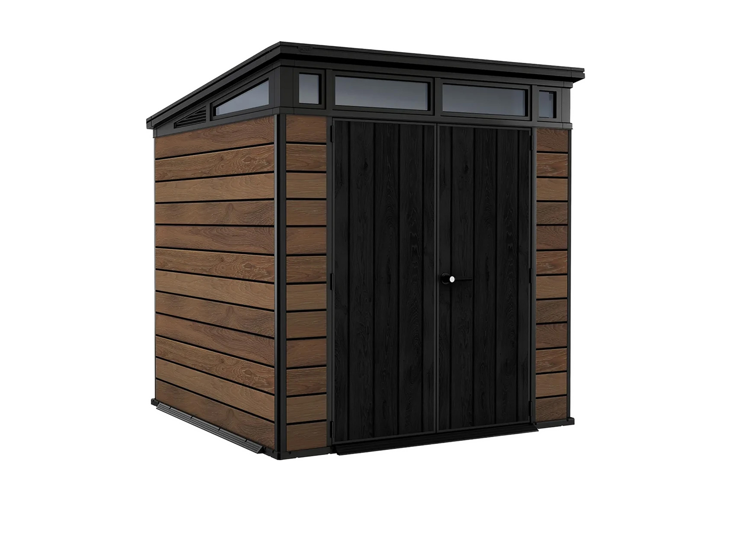 PRE ORDER: OCT. - Keter Signature Pent 7x7 Shed - Walnut Look (2.2 x 2.2m)