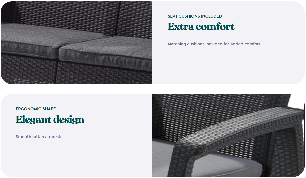 PRE ORDER: OCT. - Keter Corfu 3 Seater Sofa