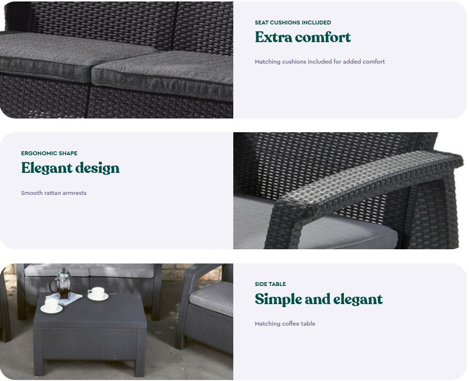 PRE ORDER: OCT. - Keter Corfu 4 Seater Storage Lounge Set