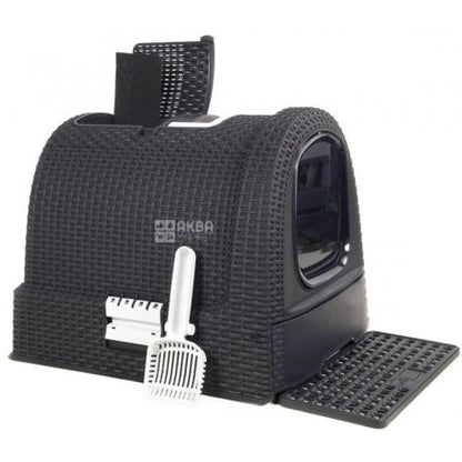 Curver Rattan Style Cat Litter Box - Graphite