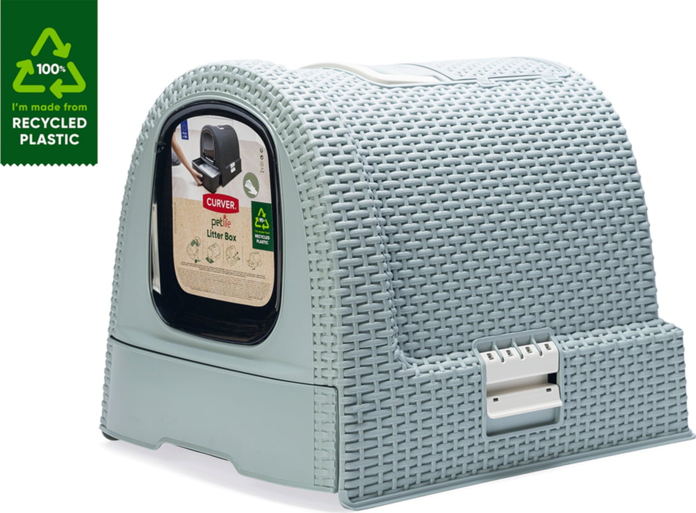 Curver Rattan Style Cat Litter Box - Grey