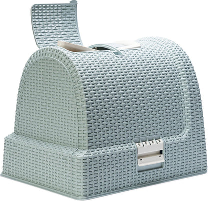 Curver Rattan Style Cat Litter Box - Grey