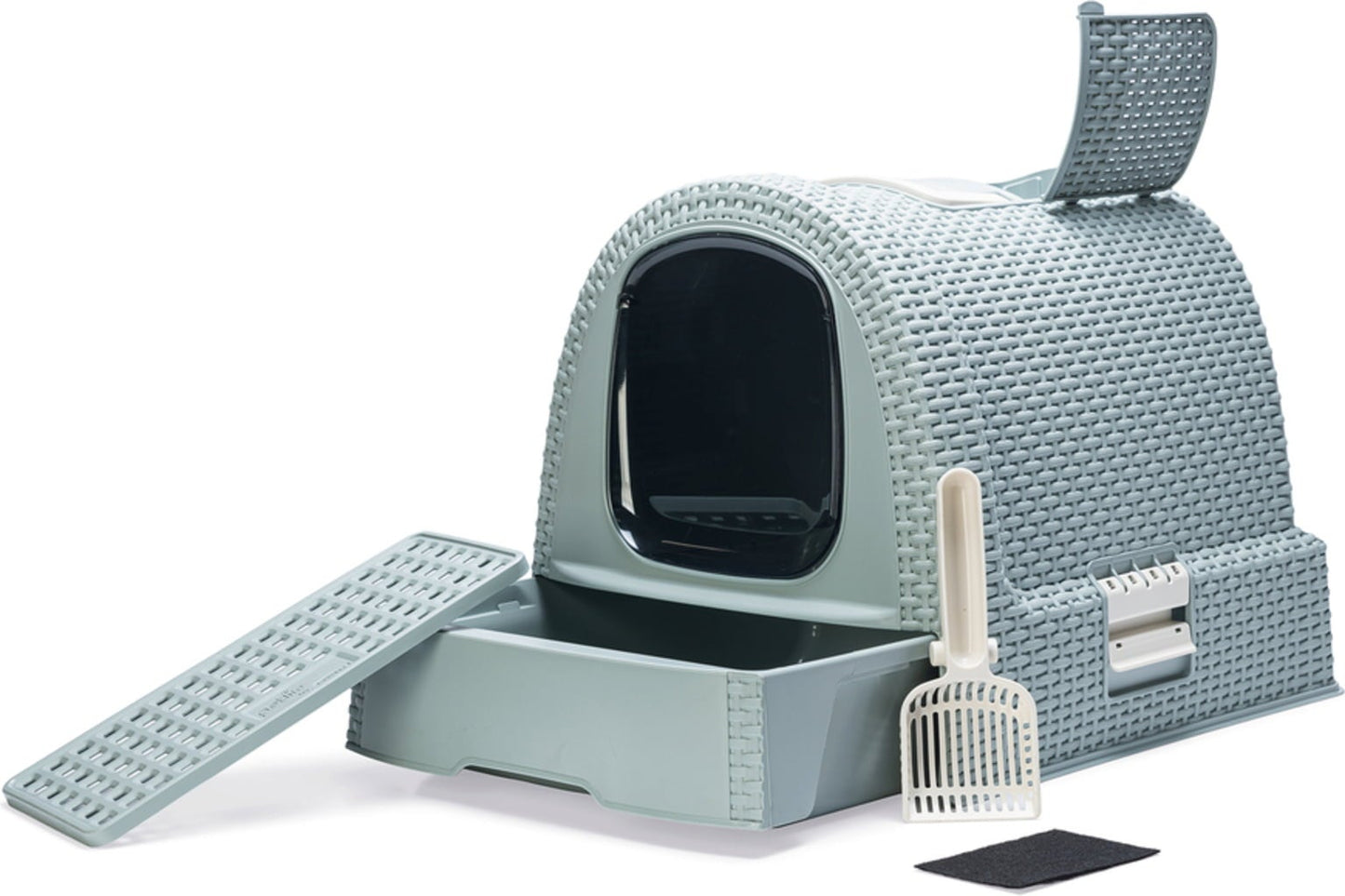 Curver Rattan Style Cat Litter Box - Grey