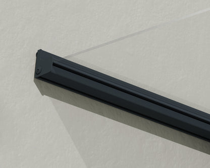 Bremen Door Awning 1.5m x 0.9m - Grey Frame With Clear Panel - mazeproducts