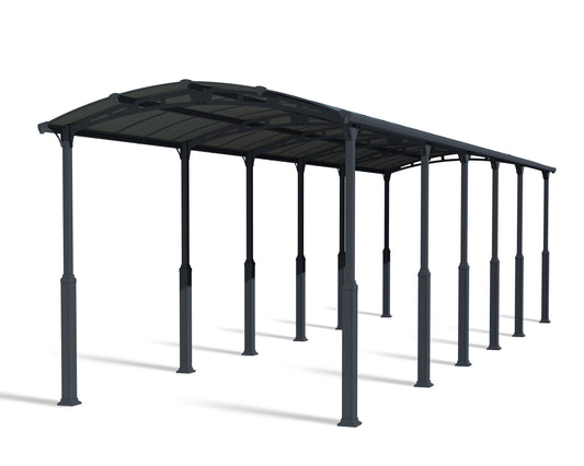 Alpine Carport 3.6m x 12.9m - Grey Frame With Grey Roof