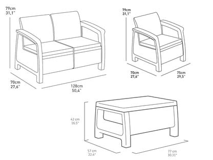 Keter Corfu 4 Seater Lounge Set - Cappuccino
